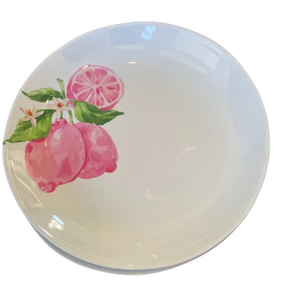 Soho Loft Pink Lemons Melamine Dinner Plates 11in Summer Fruit Set of 4 NEW - Picture 2 of 5
